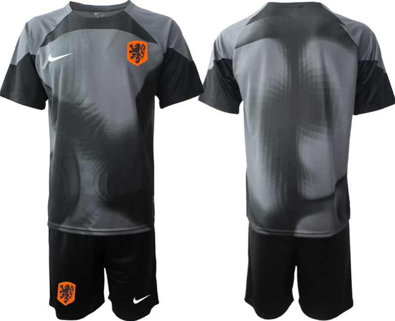 Men 2022 World Cup National Team Netherlands black goalkeeper blank Soccer Jersey
